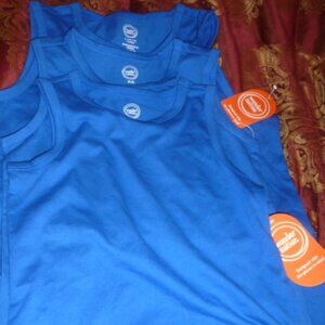Wonder Nation Solid Blue Sleeveless T-Shirt – Set of 3 (S, M, L) | Brand New